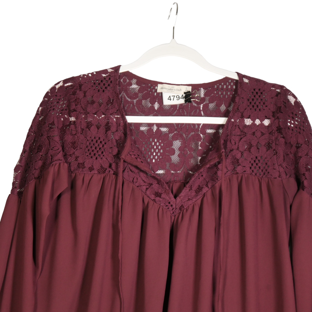 Abercrombie Fitch Peasant Blouse Women Small Brown Lace Detail Lightweight Boho - Picture 2 of 5